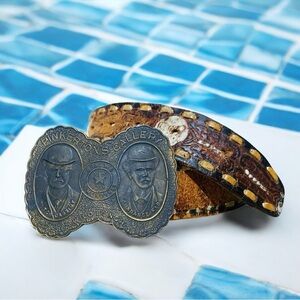 Vintage Western Core Belt with Pinkerton Brass Buckle Sz 40”- 42”